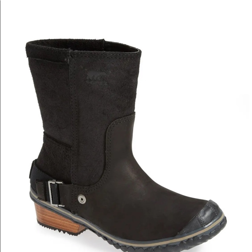 Sorel black suede ankle slims shortie boots 7.5.